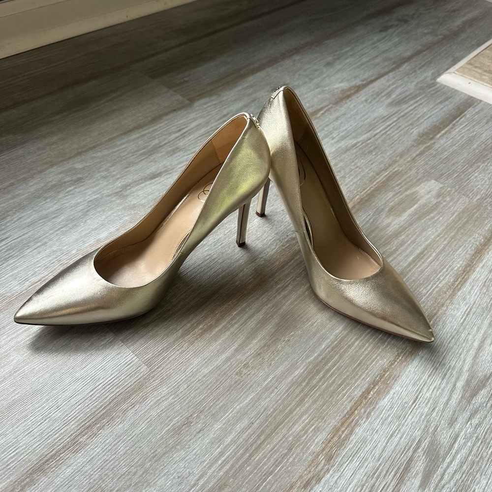 Sam Edelman Hazel Light Gold Leather Heels